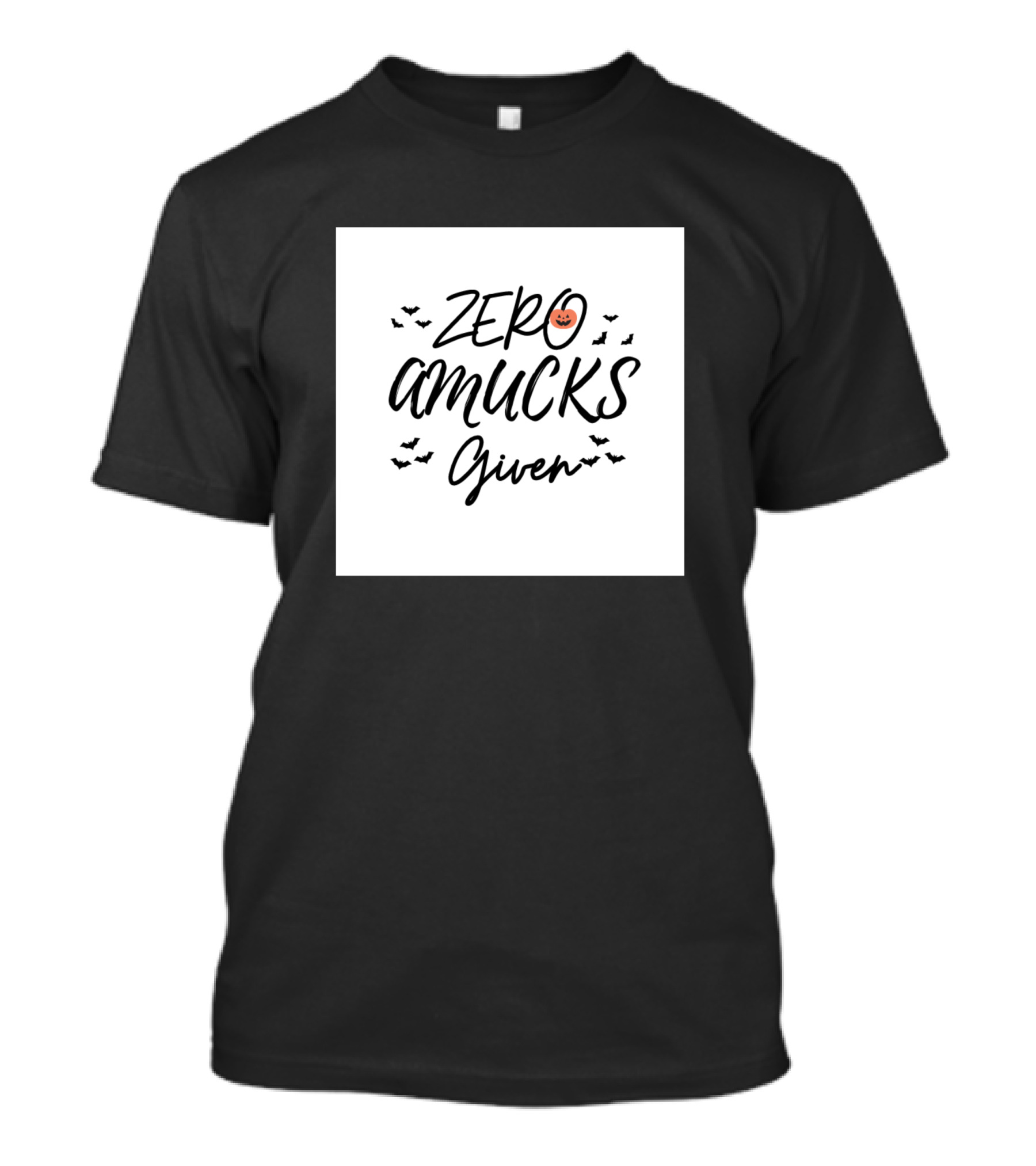 ZERO AMUCKS GIVEN Halloween Bats Pumpkin Face T-Shirt
