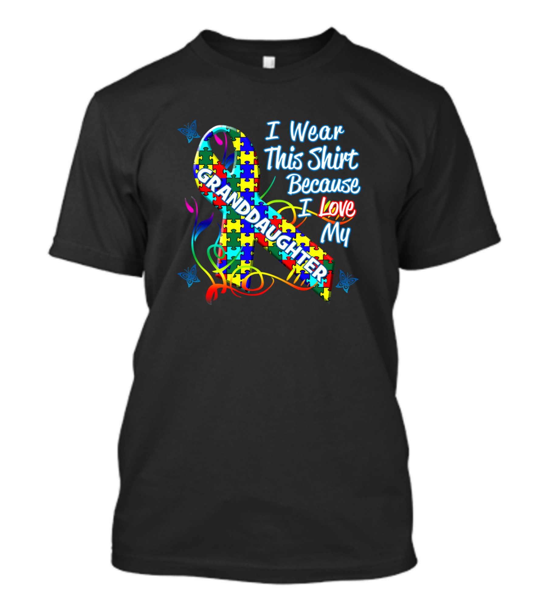 I Wear This Because I Love My Granddaughter Autism Awareness Puzzle T-Shirt