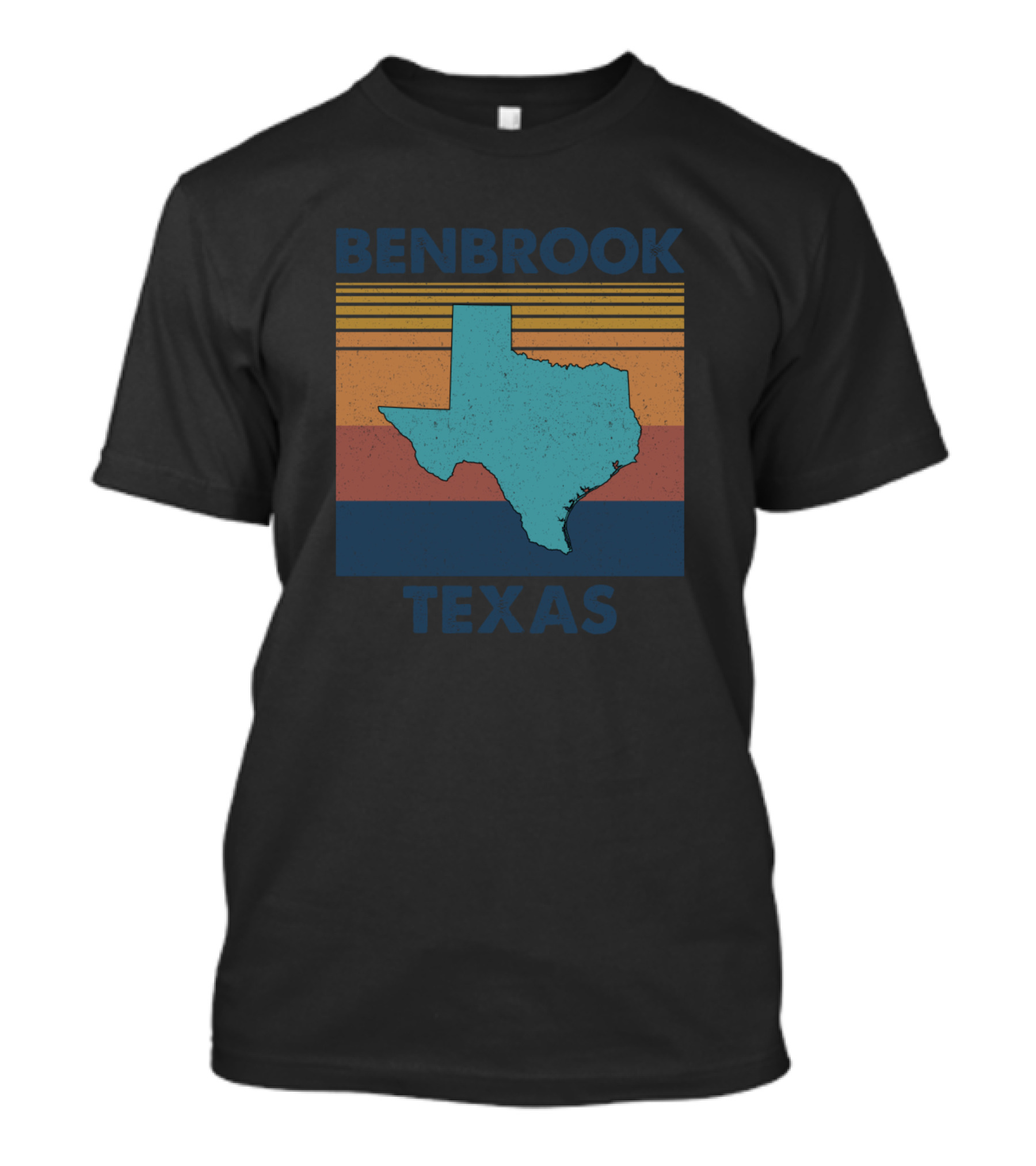 Benbrook Texas Retro Vintage Map Stripes T-Shirt