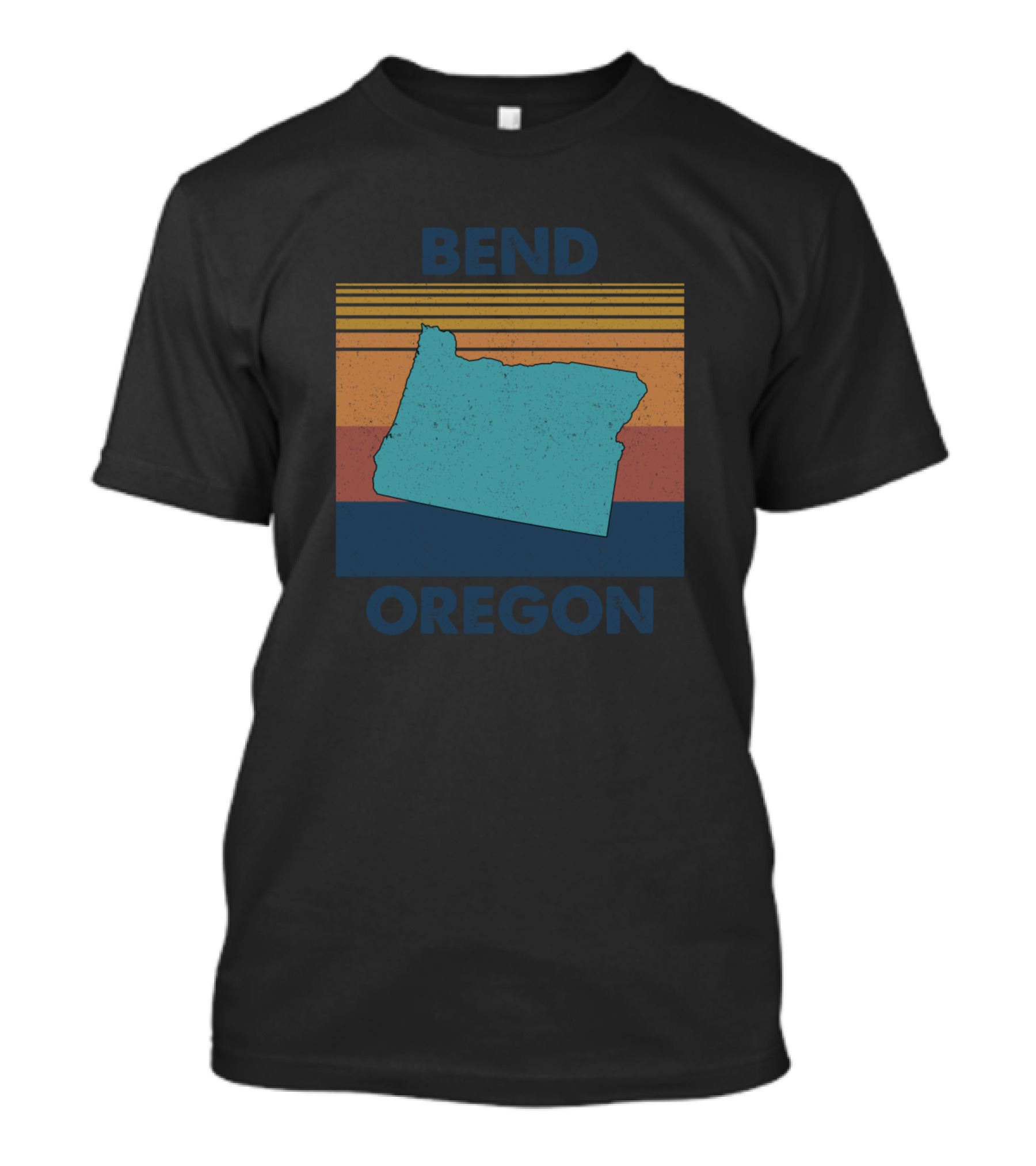 Bend Oregon Vintage Map Retro Stripe T-Shirt