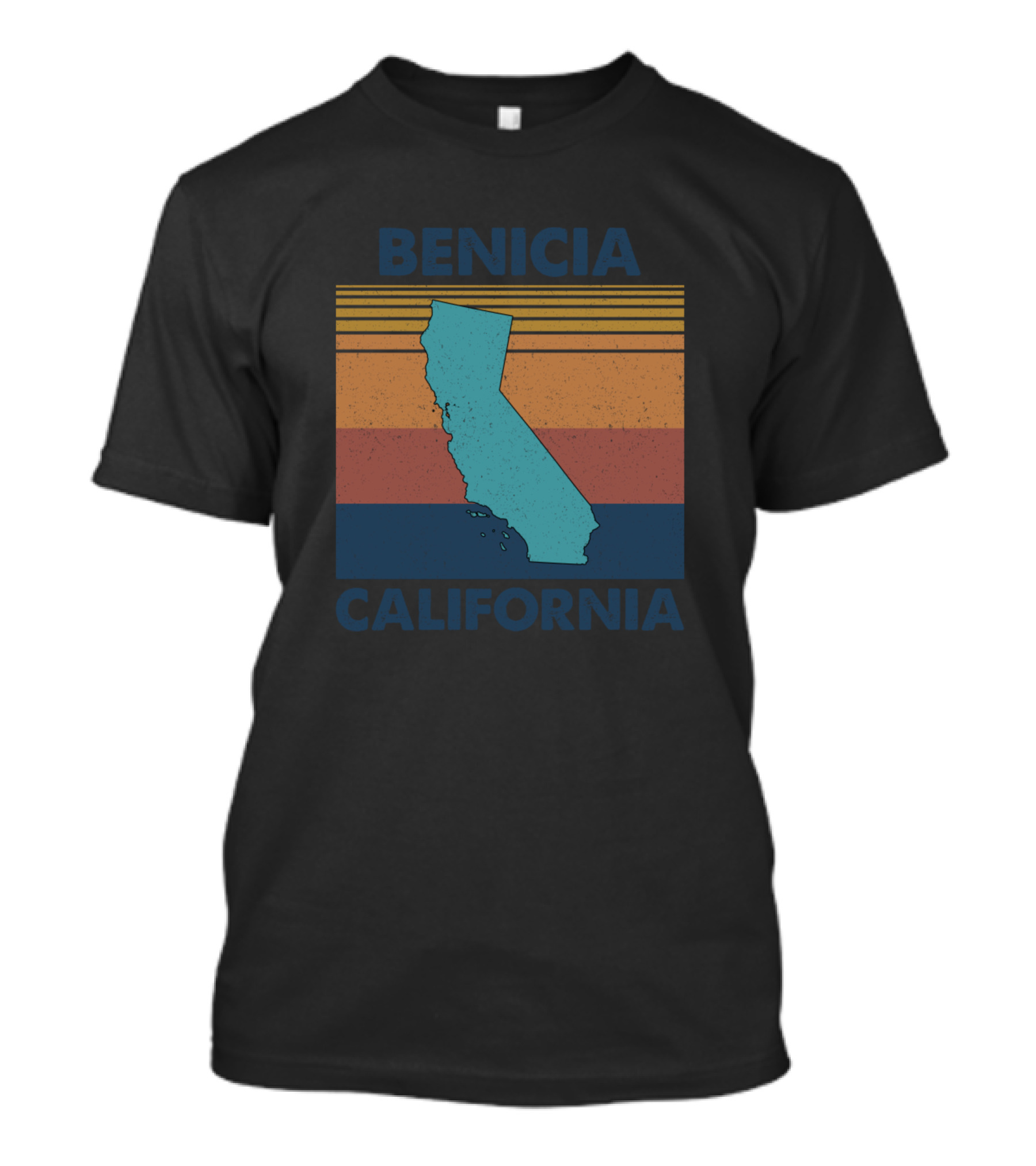 Benicia California Vintage Map Retro Stripes T-Shirt