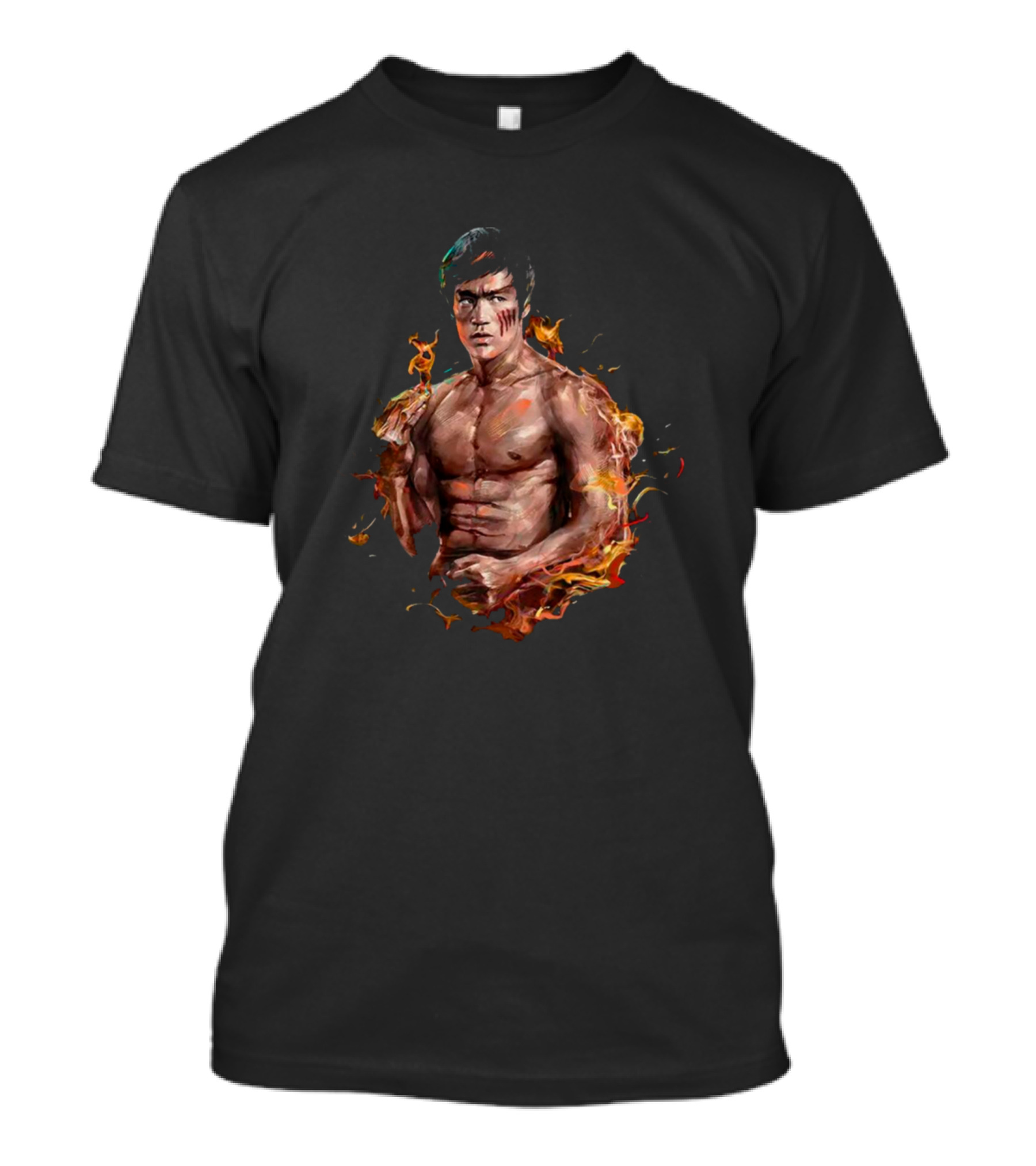 Bruce Lee Fiery Martial Arts Legend Blaze T-Shirt