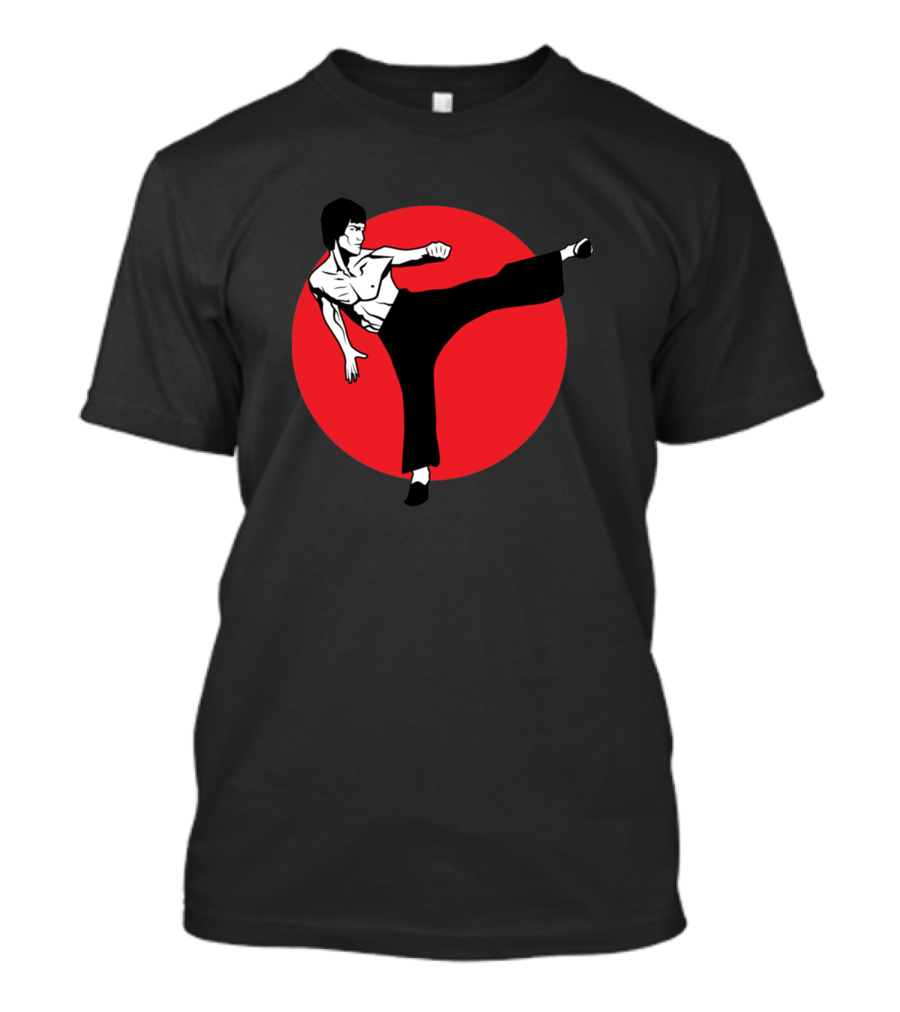Bruce Lee Flying Kick Kung Fu Circle T-Shirt