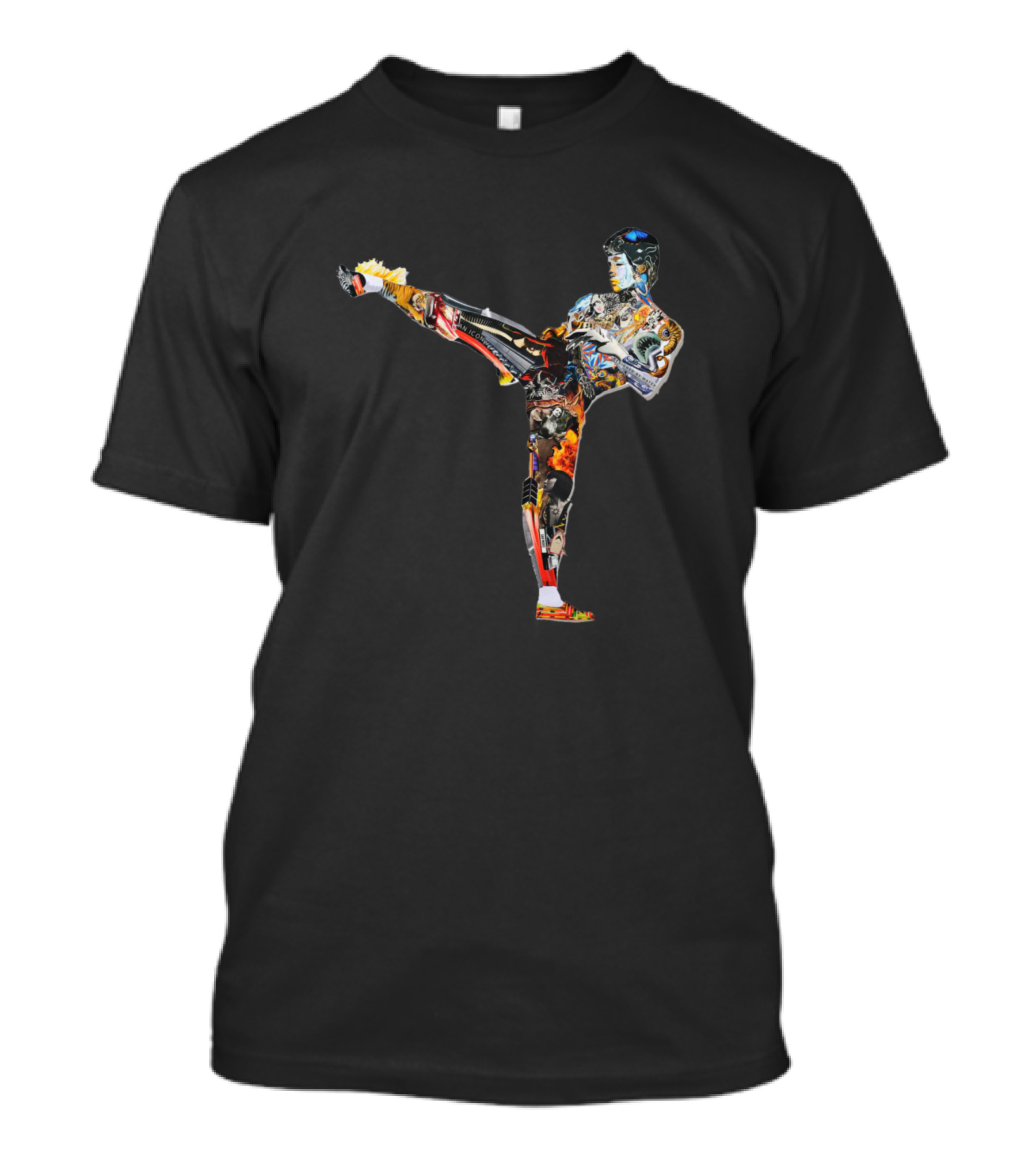 Bruce Lee Dynamic Martial Arts Kick Collage T-Shirt