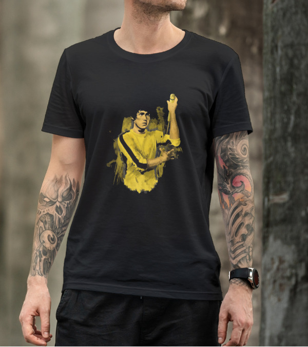 Bruce Lee Yellow Jumpsuit Nunchaku Action T-Shirt