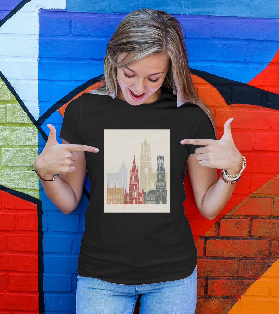 BRUGES Cityscape Architecture Colorful Landmarks T-Shirt