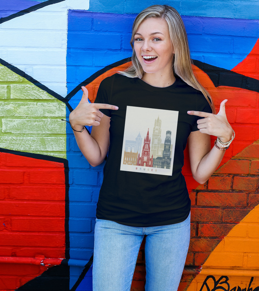 BRUGES Cityscape Architecture Colorful Landmarks T-Shirt