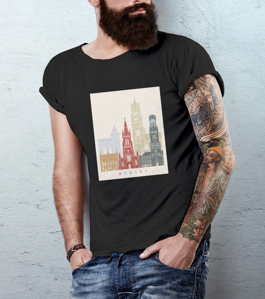 BRUGES Cityscape Architecture Colorful Landmarks T-Shirt