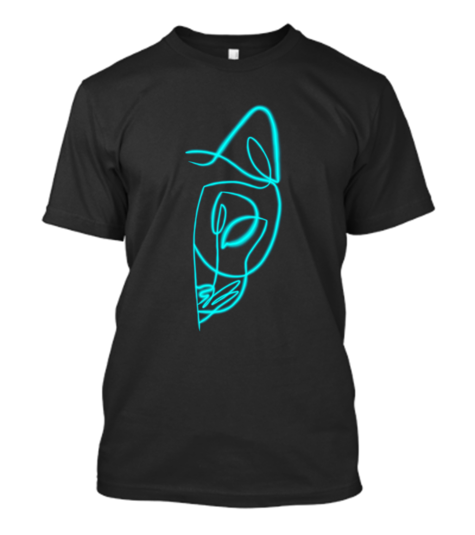 Cat Neon Blue Glowing Style Line T-Shirt