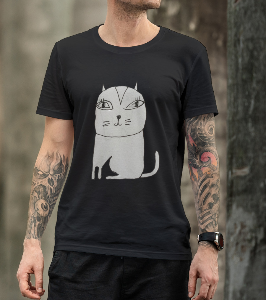 Cat Stare Simple Drawing T-Shirt