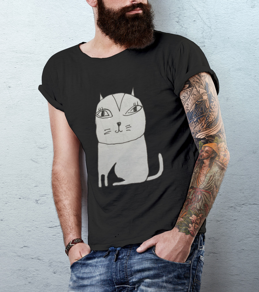 Cat Stare Simple Drawing T-Shirt