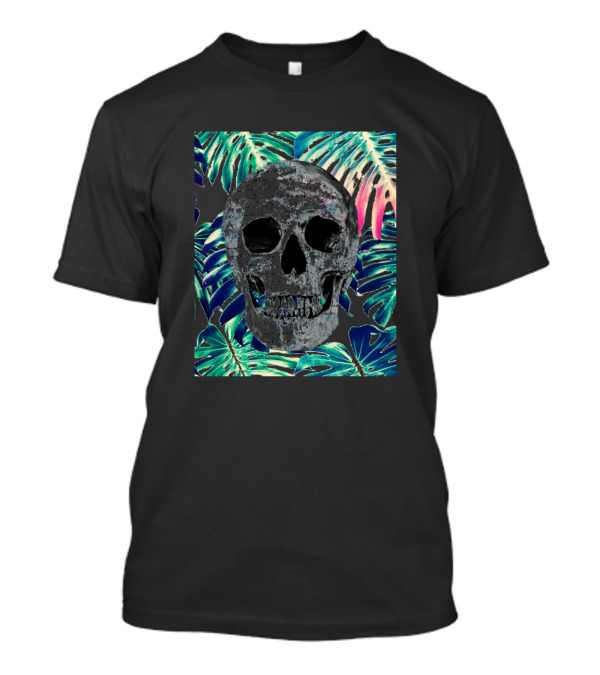 Tropical Shakespeare Skull With Colorful Palm Leaves T-Shirt