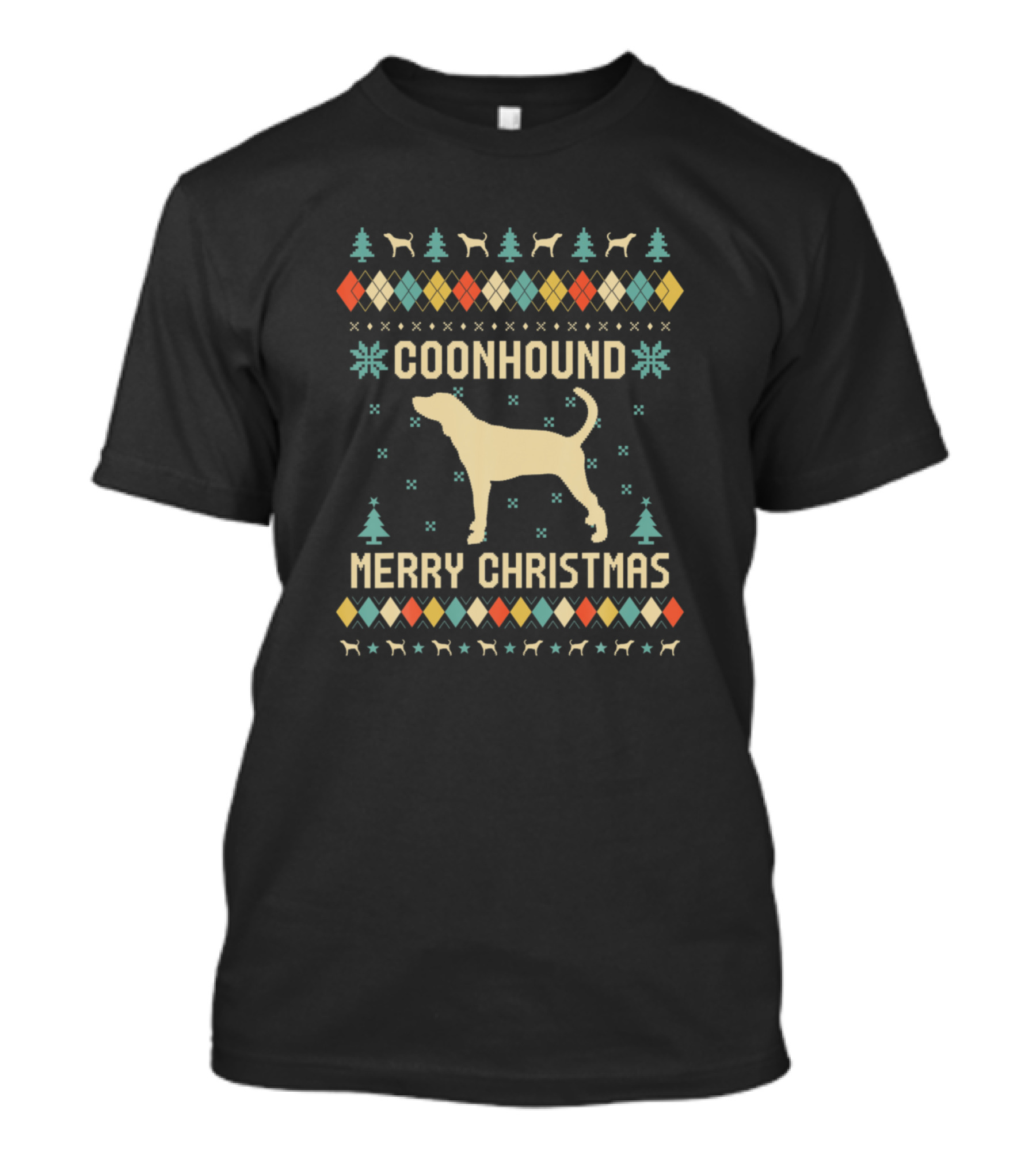 Coonhound Merry Christmas Funny Ugly Vintage T-Shirt