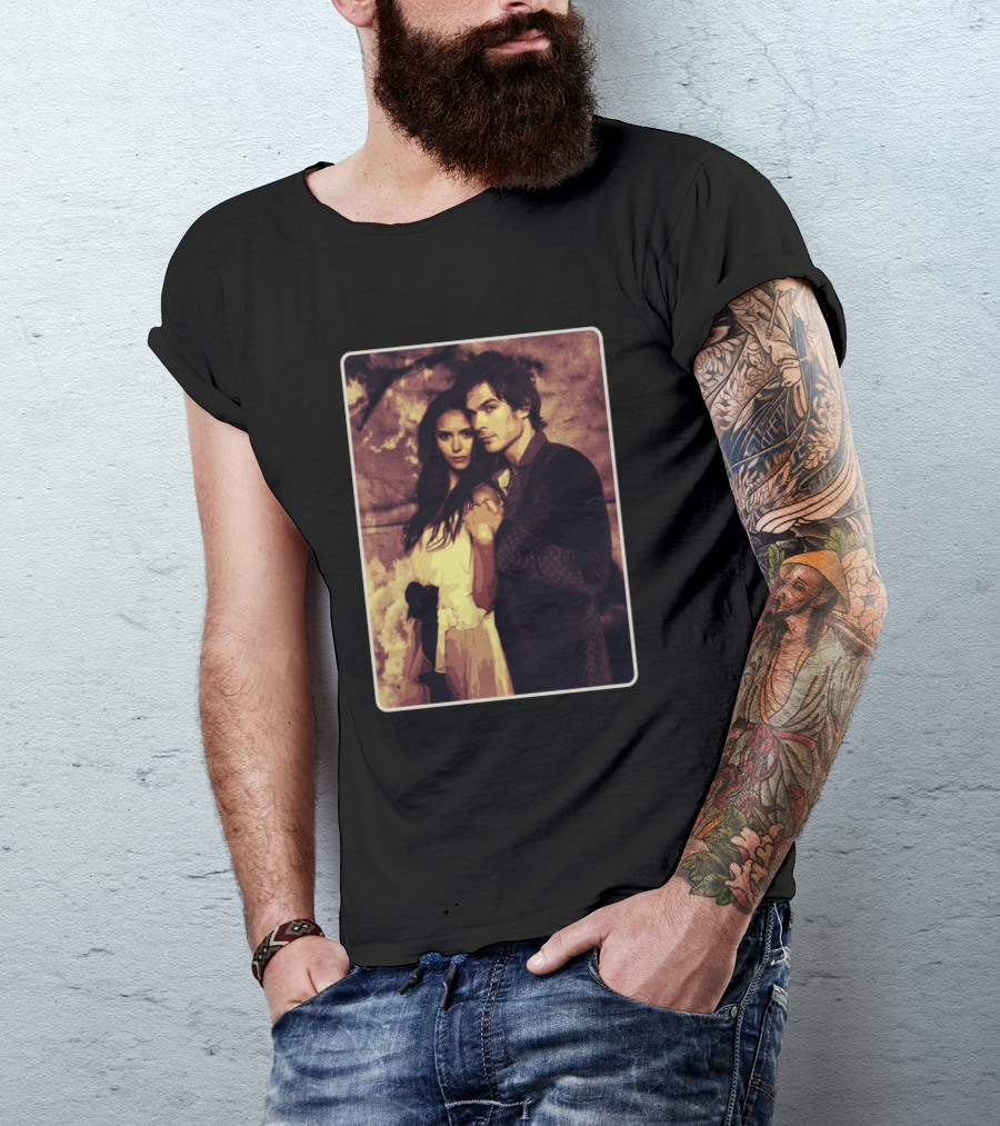 Damon Elena Delena Tvd Scene Romantic T-Shirt