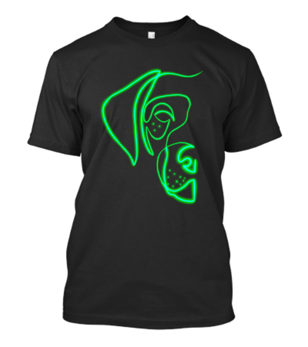 Dog Neon Green Glowing Style Illuminated Outline T-Shirt