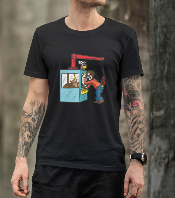 Electronic Claw Crane Machine Cartoon Fun Player T-Shirt