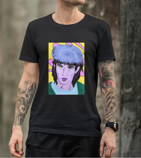 He's Too Shy Pop Art With Purple Face And Blue Hat T-Shirt
