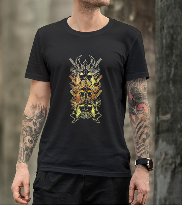 Samurai Japanese Masks Swords T-Shirt