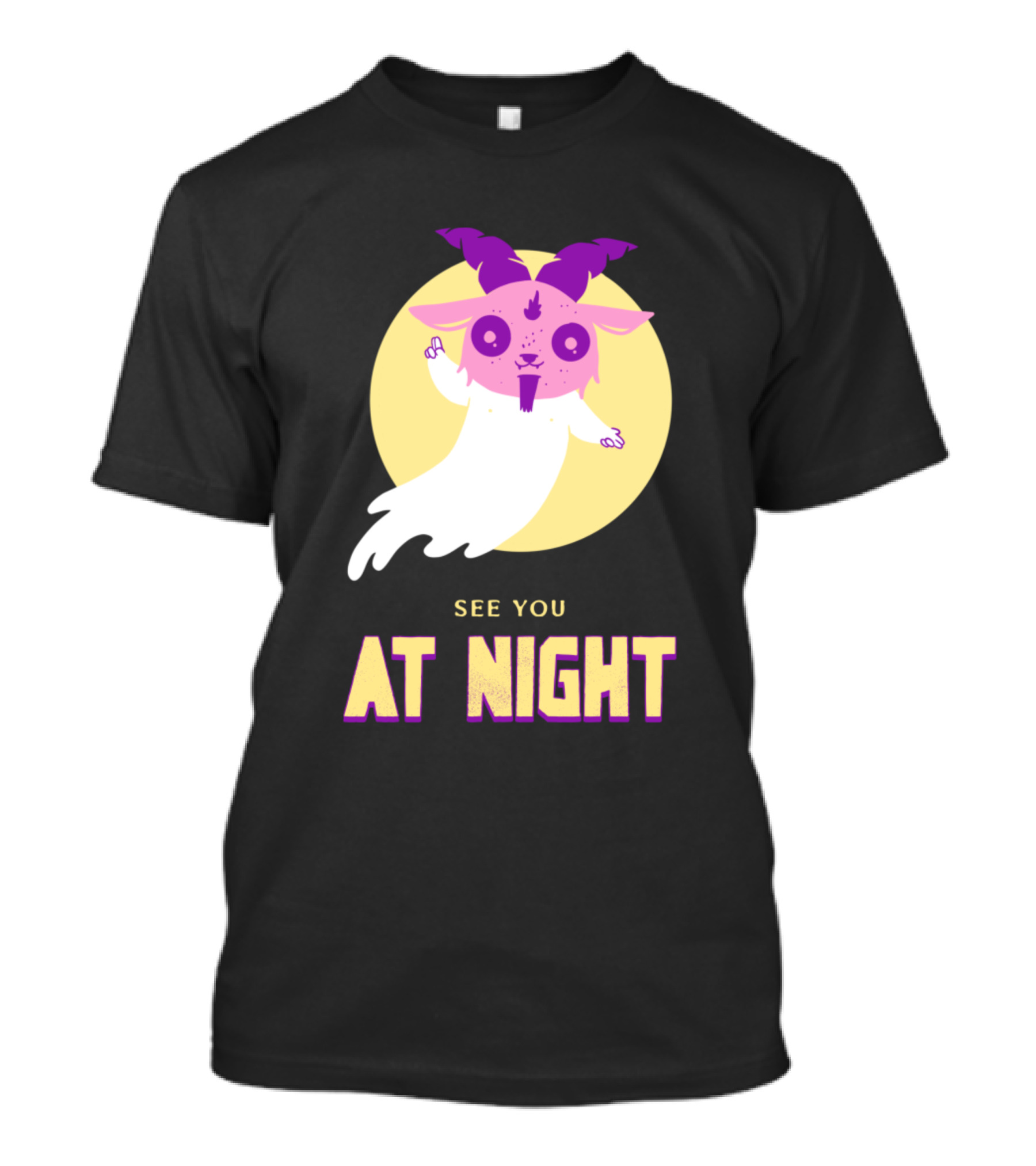 See You At Night Goat Ghost Horns Moon Light T-Shirt