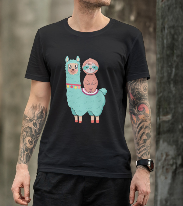 Funny Sloth Riding Llama Back To School Love T-Shirt