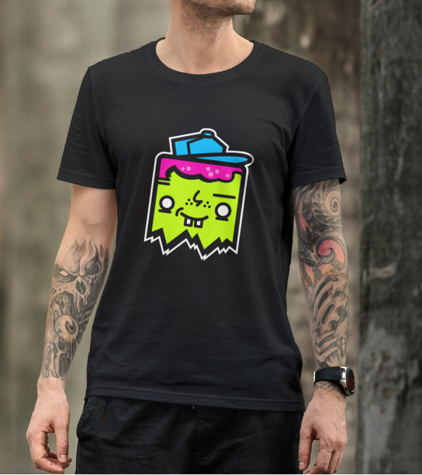 Smiling Sprout Mascot Cartoon Zombie Face With Blue Cap T-Shirt