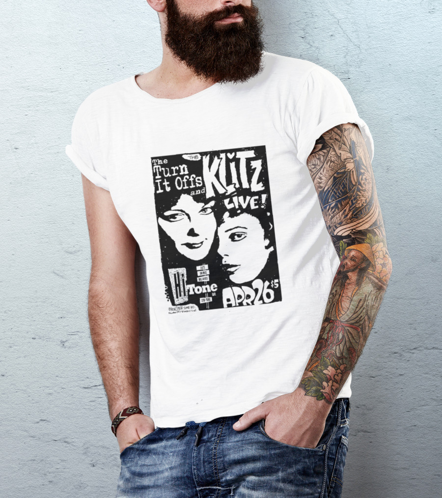 The Turn It Offs And Klitz Live Apr 26 Black Ink T-Shirt