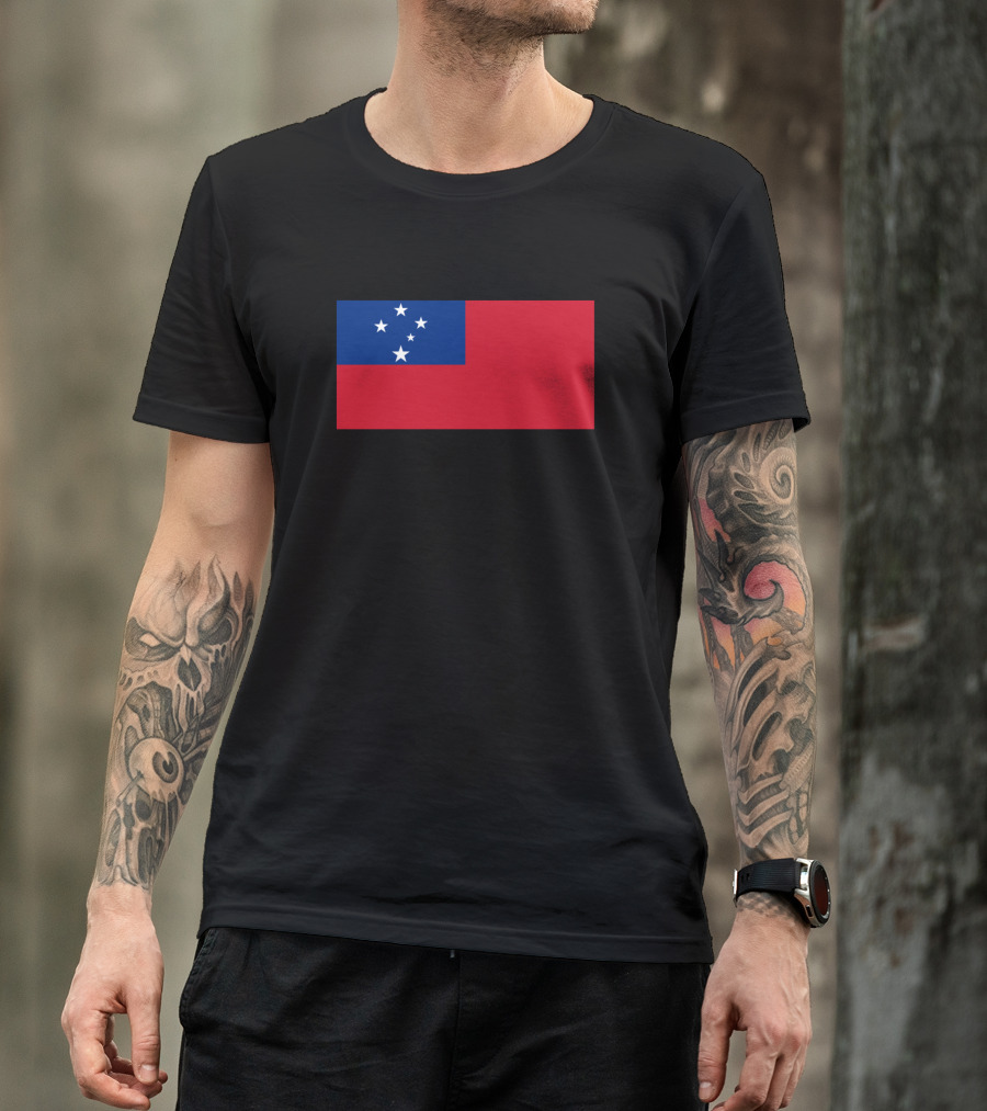 Flag Of Samoa Red And Blue Five Stars Emblem T-Shirt