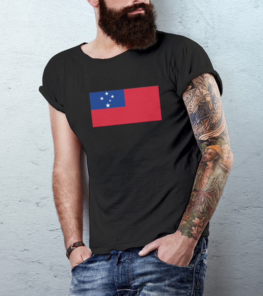 Flag Of Samoa Red And Blue Five Stars Emblem T-Shirt