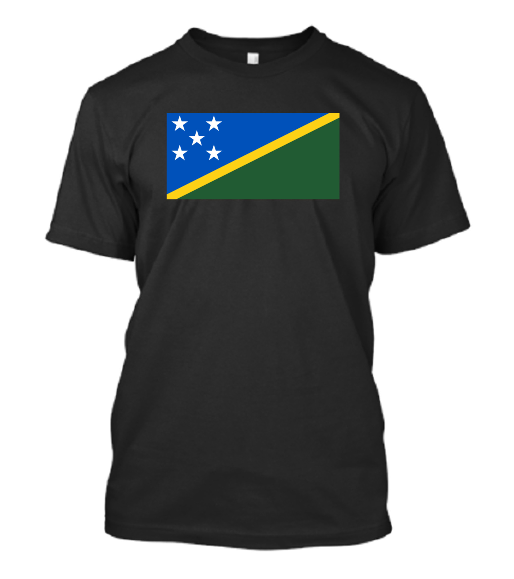 Solomon Islands Flag With Blue Yellow Green Stripes And White Stars T-Shirt