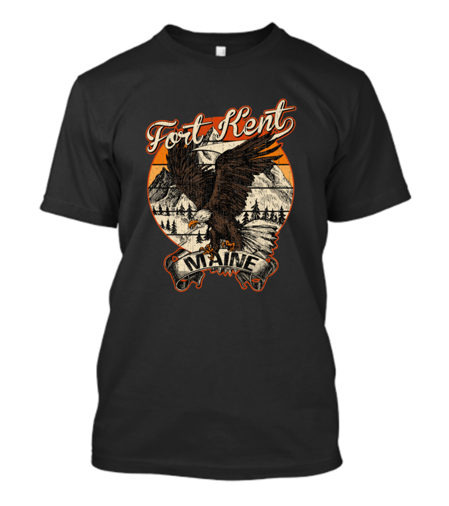 Fort Kent Maine Bald Eagle Scenic Retro Vintage Aesthetic T-Shirt
