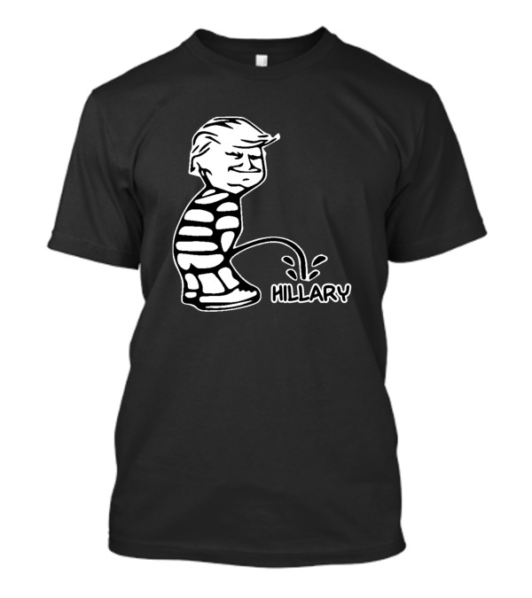 Funny Trump Vs Hillary Peeing Cartoon T-Shirt