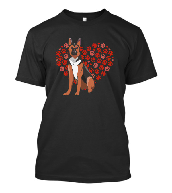 German Shepherd Heart Paw Prints T-Shirt