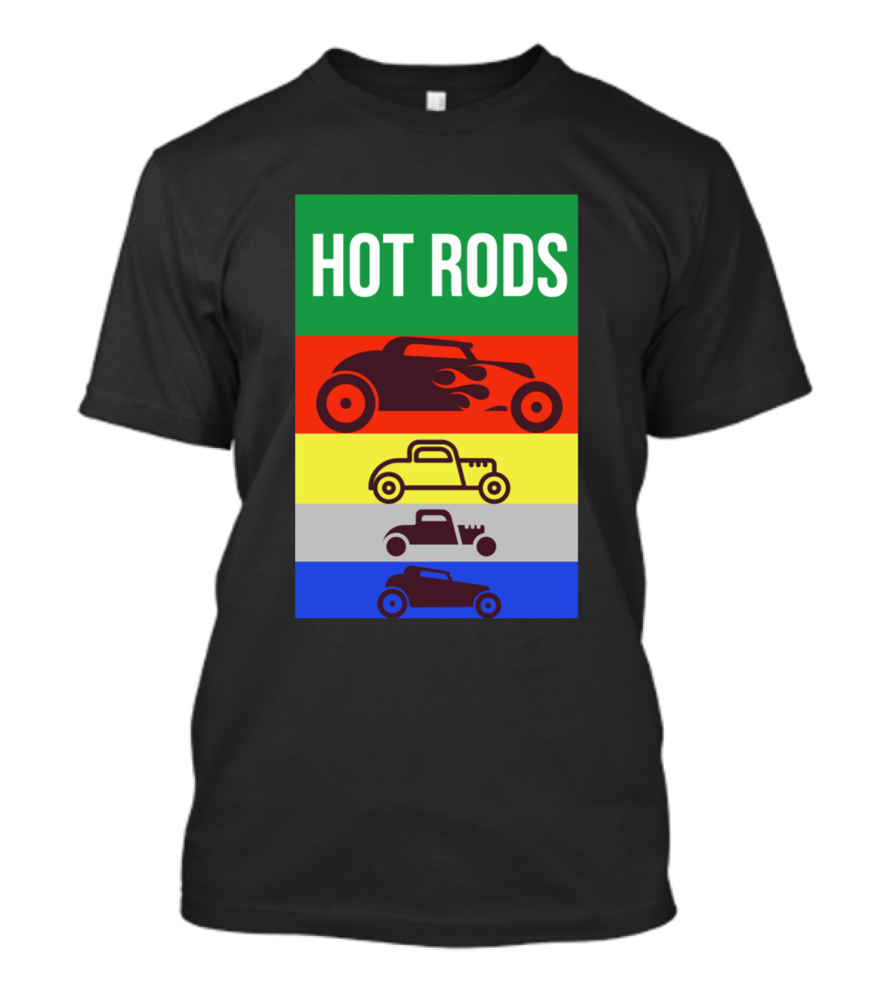 HOT RODS Multi-Color Classic Vintage Car T-Shirt
