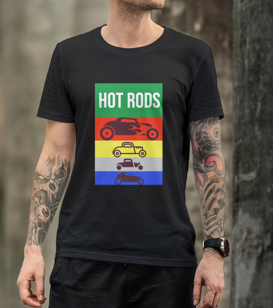 HOT RODS Multi-Color Classic Vintage Car T-Shirt