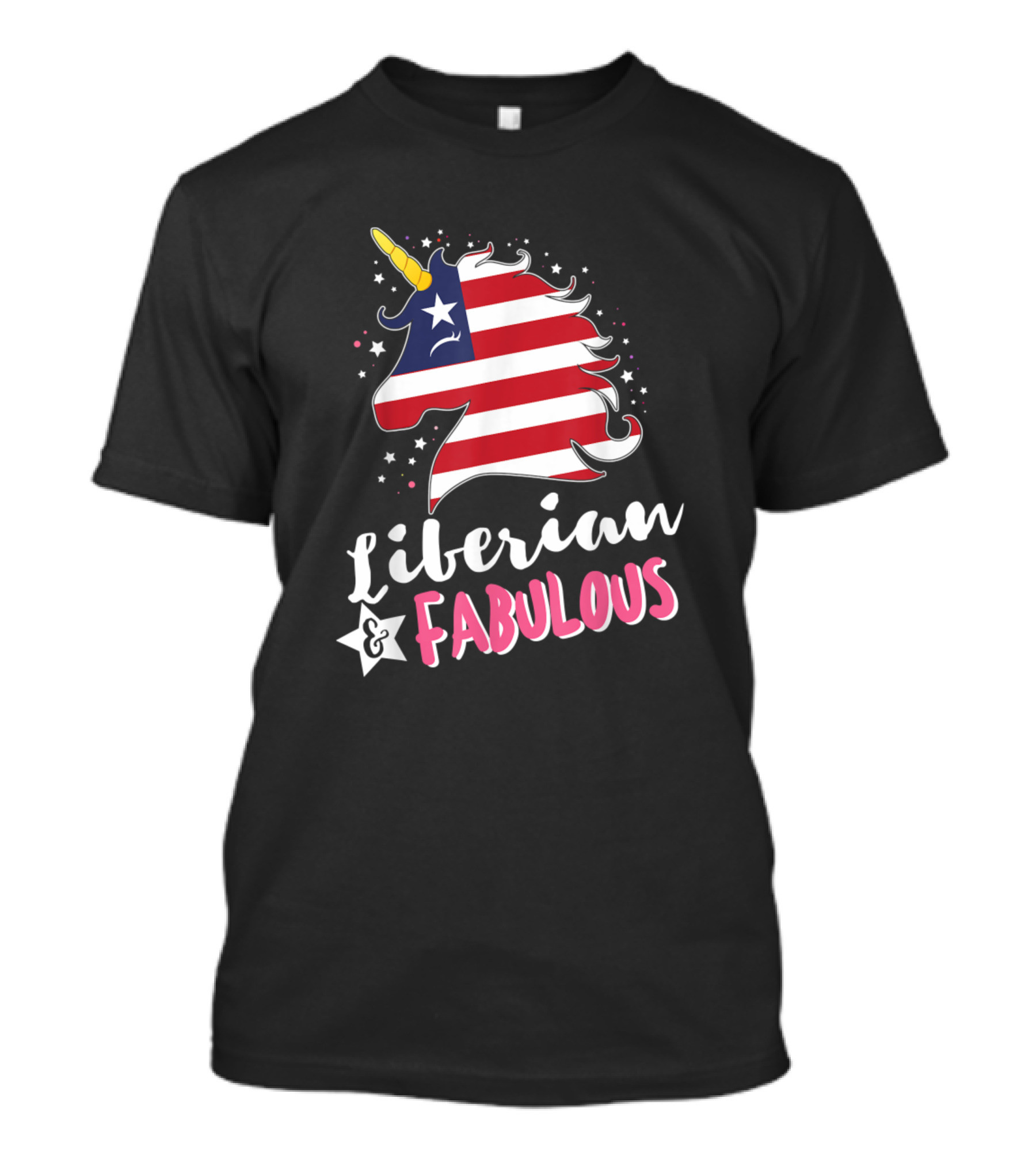 Liberian Unicorn Liberian And Fabulous Flag T-Shirt