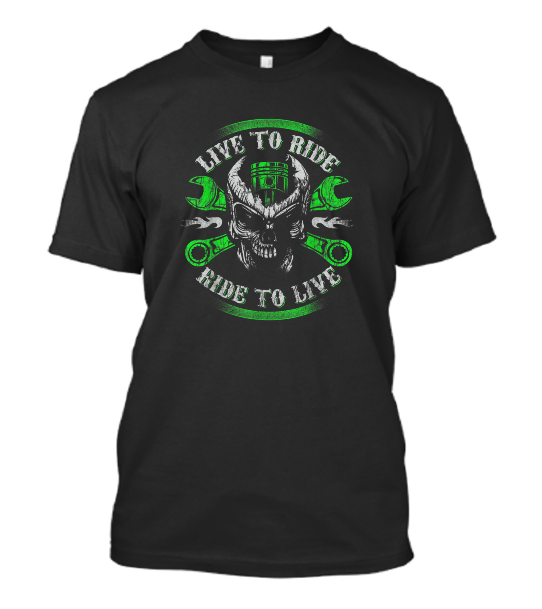 Live To Ride Ride To Live Skull Biker Vintage Moto Wrench Crossbones T-Shirt