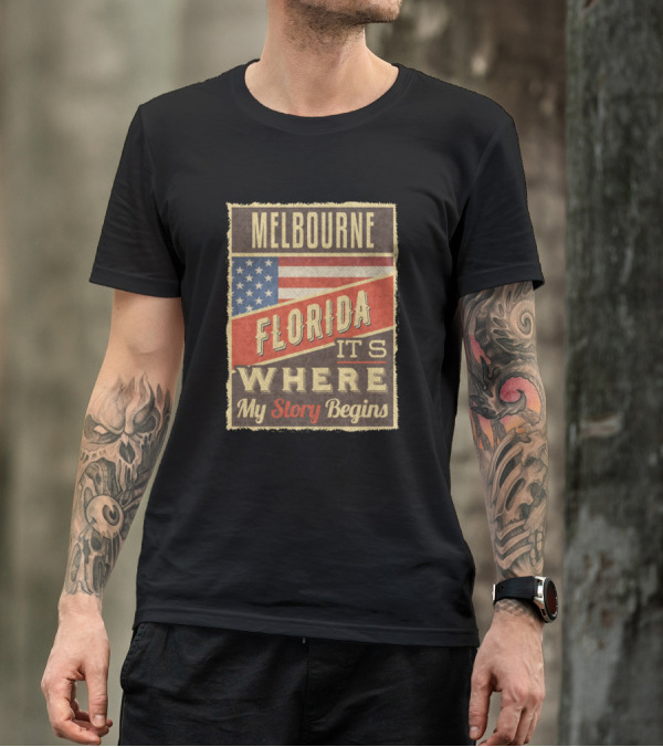 Melbourne Florida It's Where My Story Begins USA Flag T-Shirt