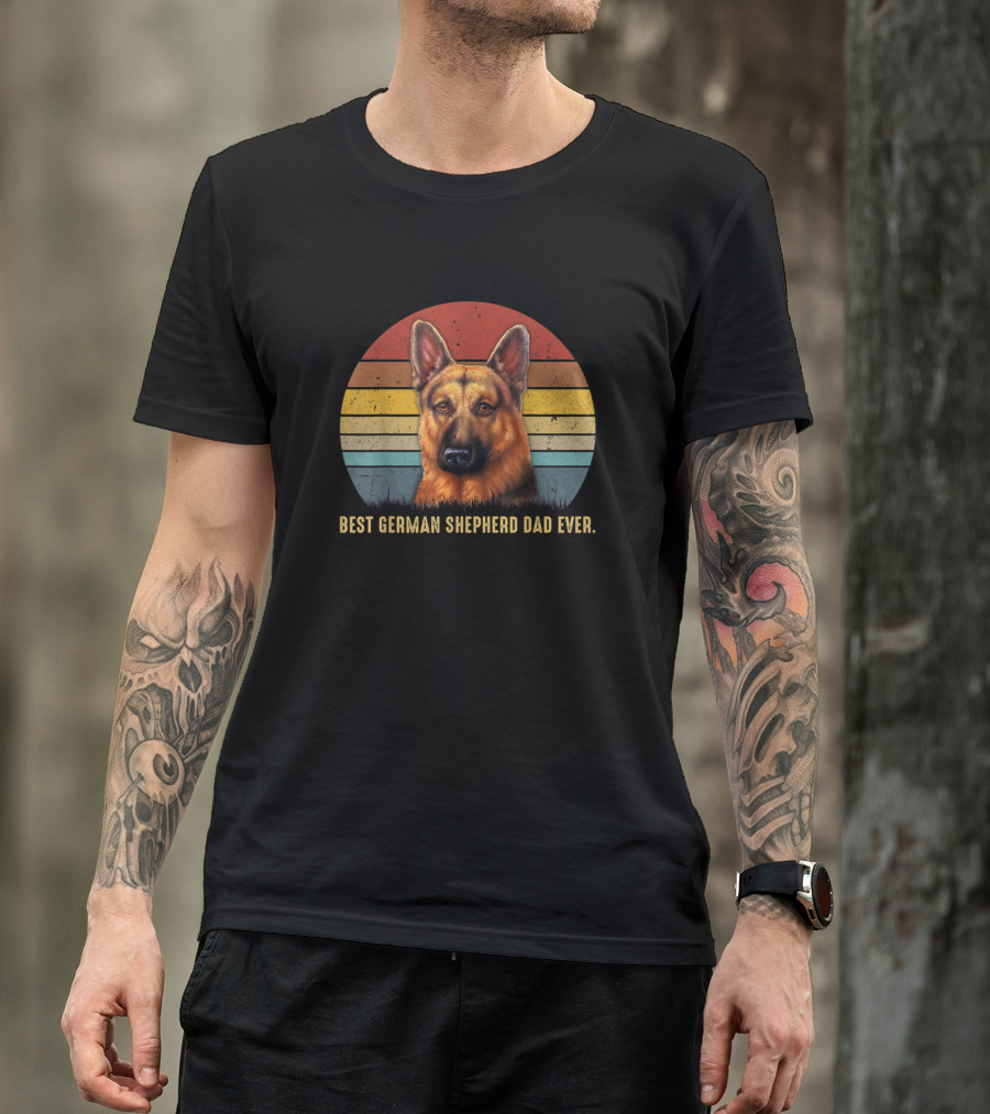 Best German Shepherd Dad Ever Vintage Style Circle T-Shirt