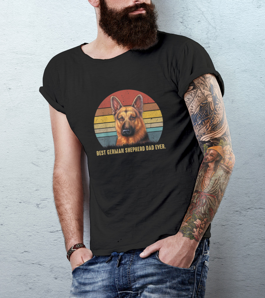 Best German Shepherd Dad Ever Vintage Style Circle T-Shirt