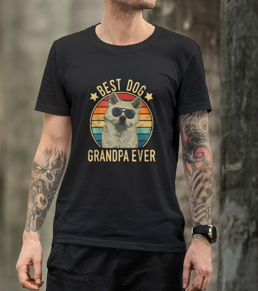 Best Dog Grandpa Ever Akita Retro Sunglasses T-Shirt