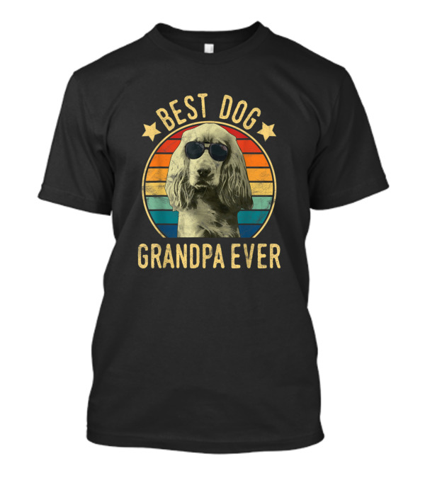 Best Dog Grandpa Ever English Cocker Spaniel Retro Sunglasses T-Shirt