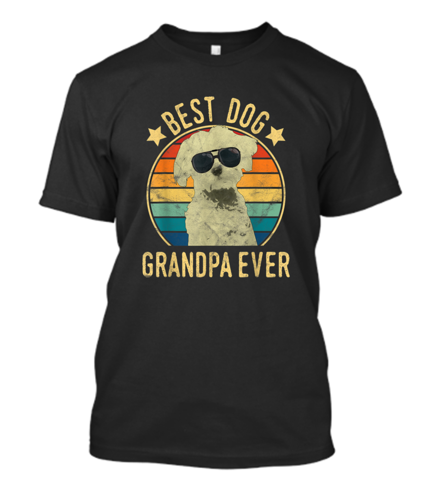 Best Dog Grandpa Ever Maltese Retro Sunglasses T-Shirt