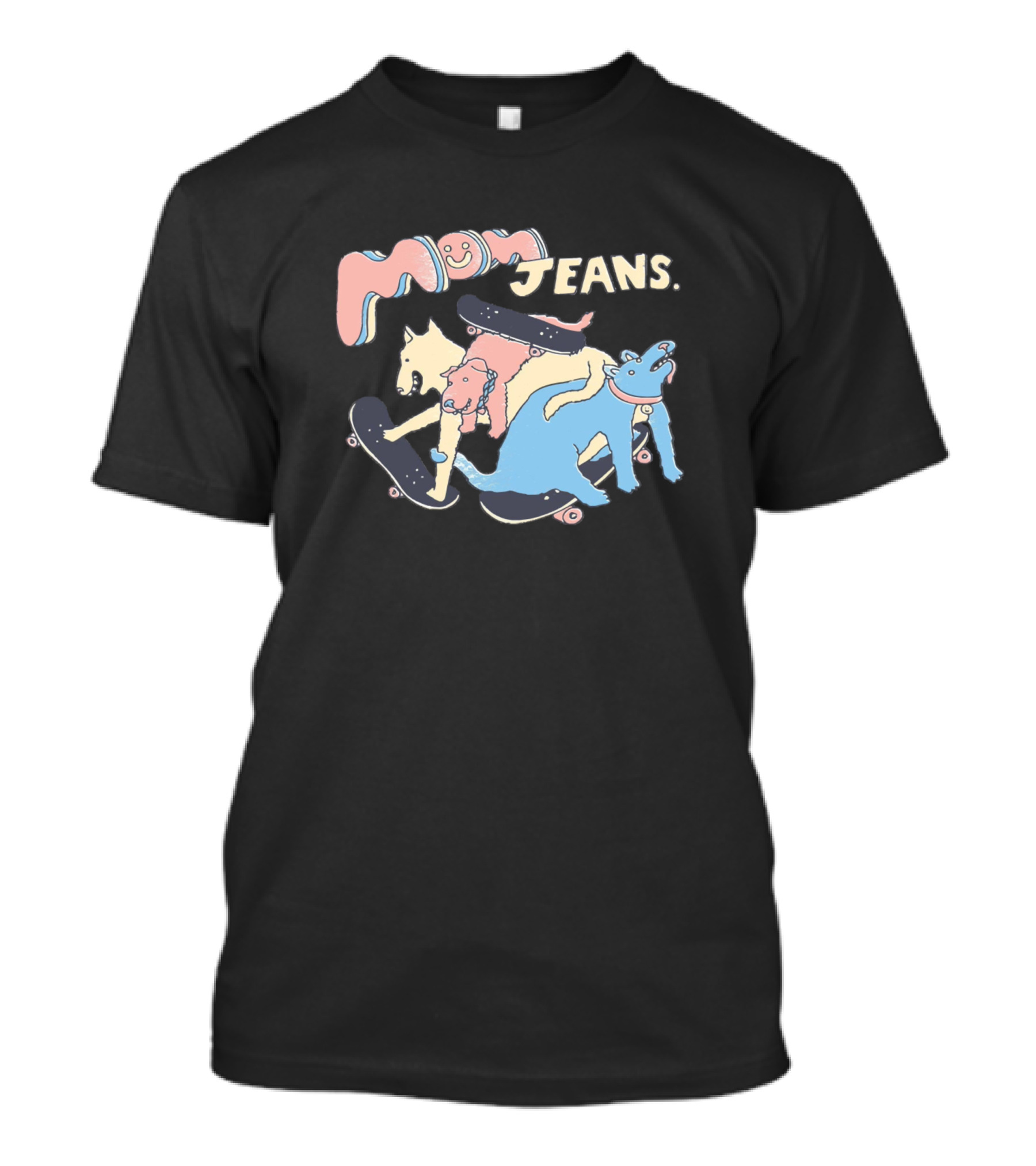 Mom Jeans Band Skateboarding Animals Playful Pastel T-Shirt