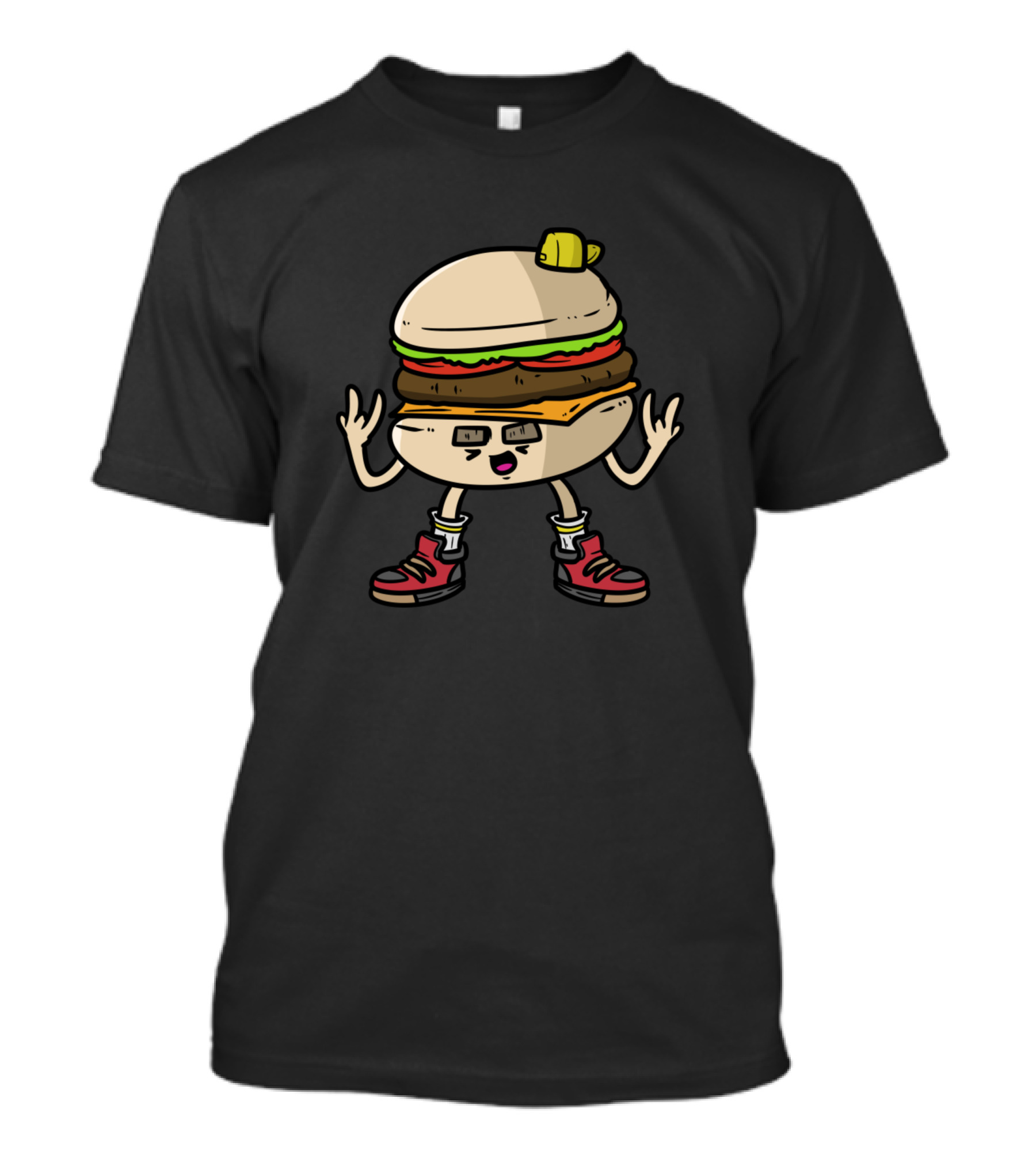 Hipster Burger Fast Food Cool Funny Retro Vibe T-Shirt