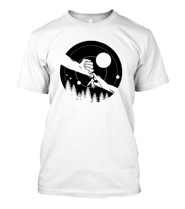 Holding Hands Cosmic Forest Night Sky T-Shirt