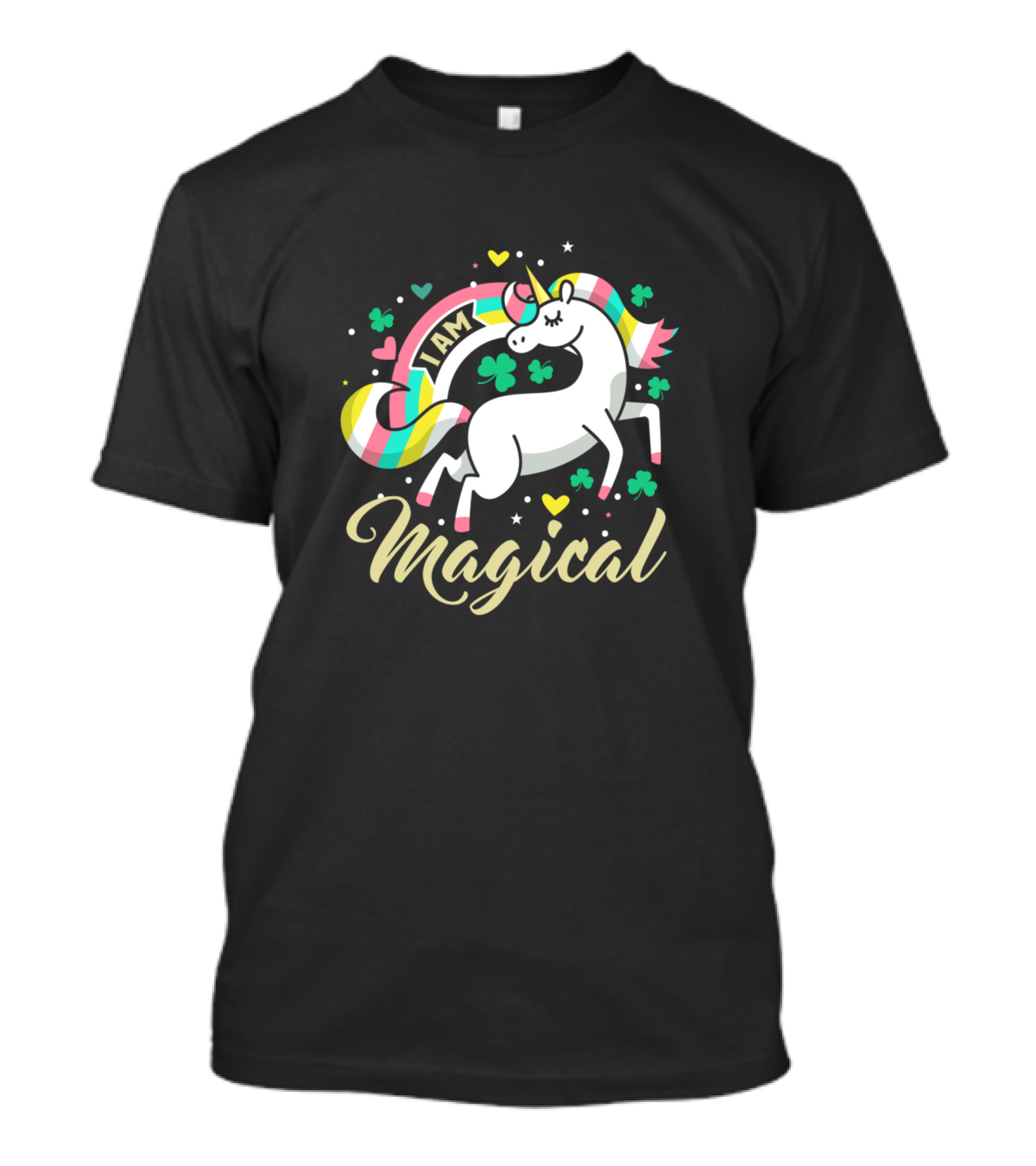 I Am Magical Unicorn Rainbow Clover Stars Hearts T-Shirt