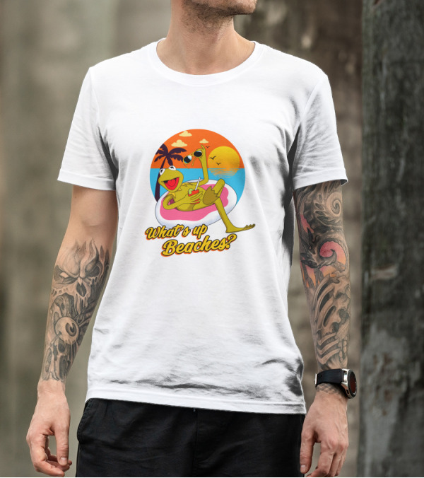 What's Up Beaches Kermit Vacation Sunset Relaxation T-Shirt