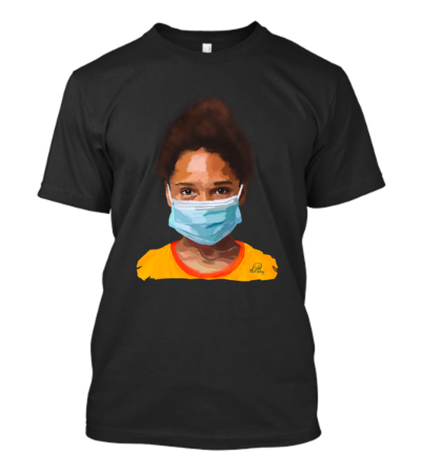 Masks Save Our Lives Young Girl Wearing Protective Face Mask T-Shirt