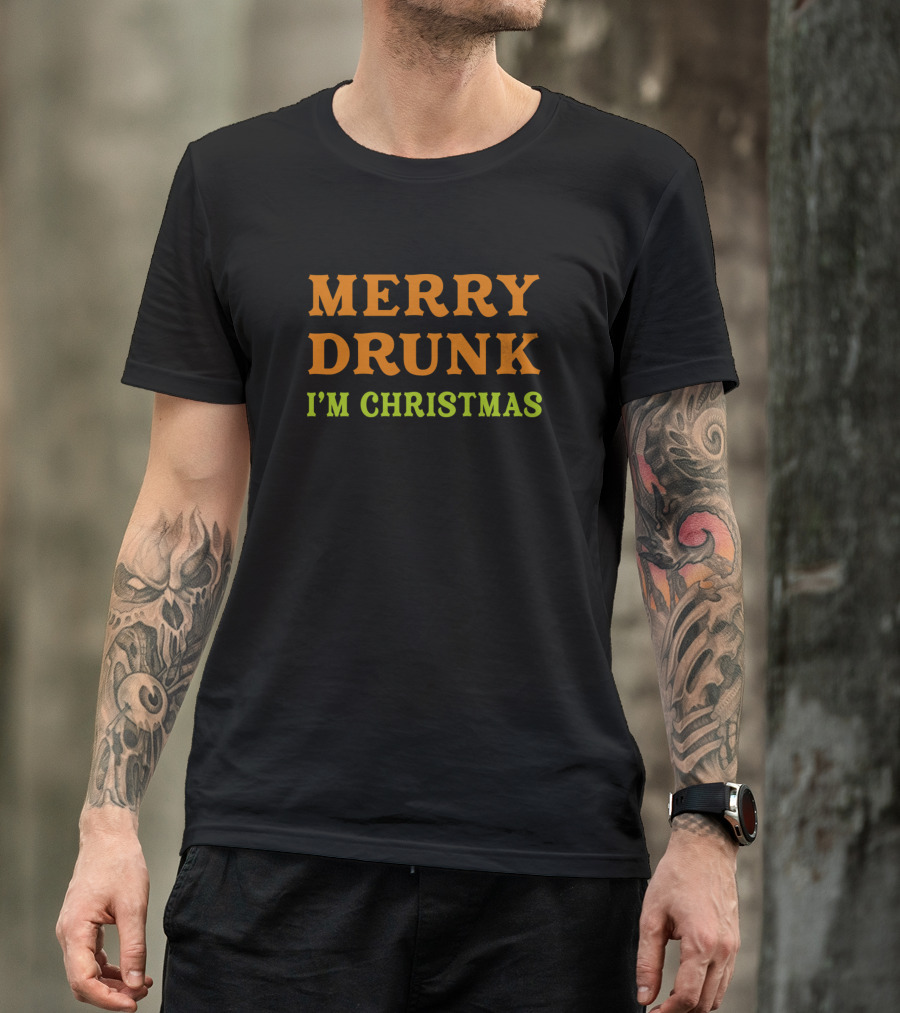 Merry Drunk I'm Christmas Drinking Beer Alcohol T-Shirt