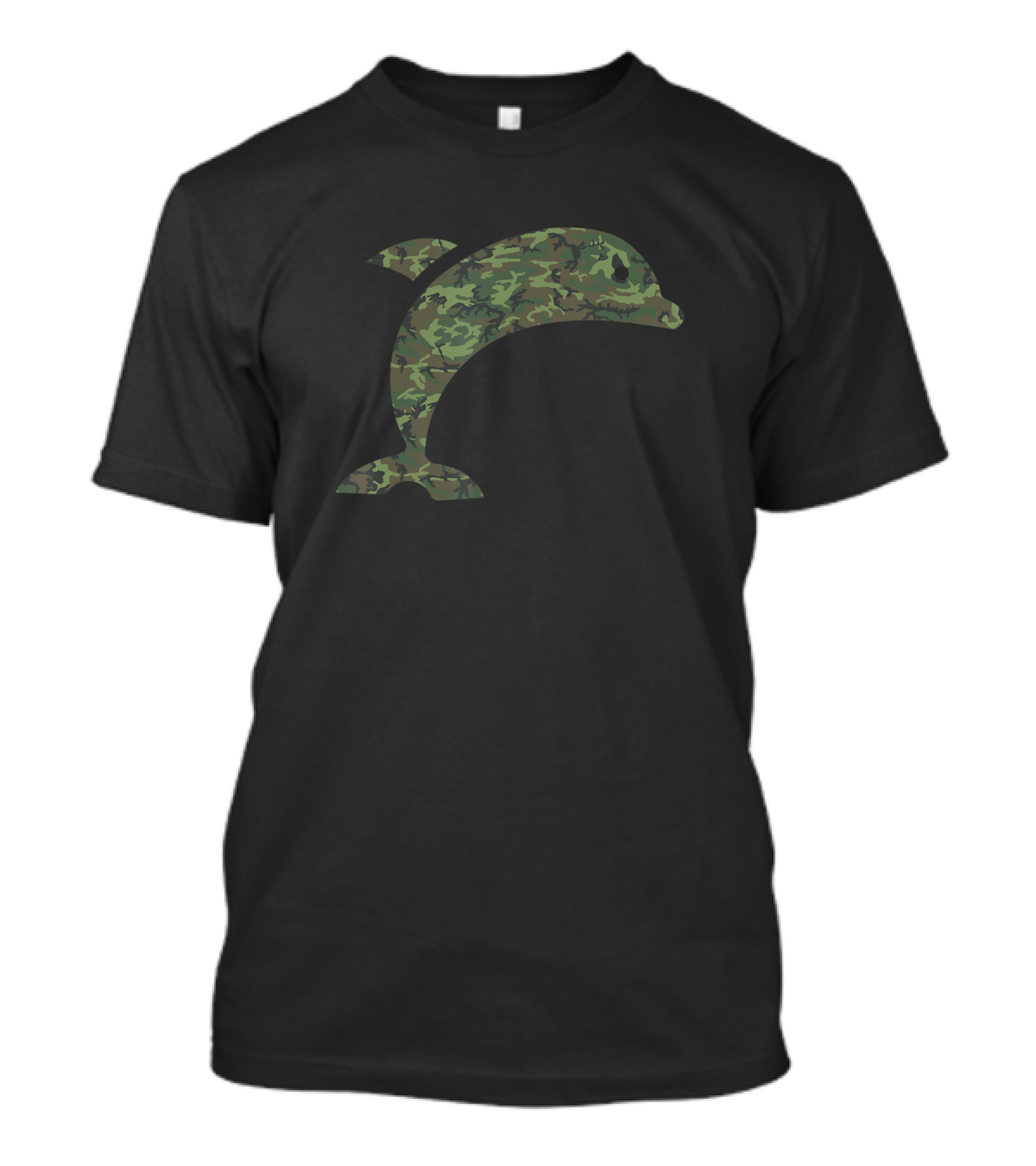 Military Dolphin Camo Print Veteran Beluga Fish T-Shirt
